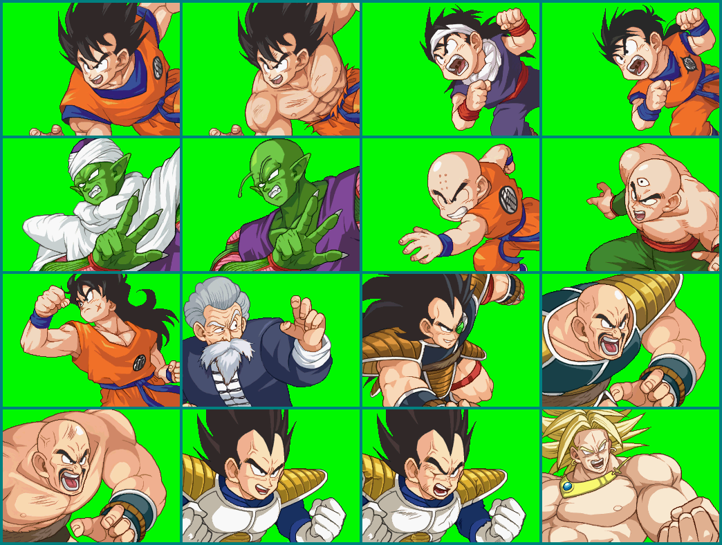 Dragon Ball Z Attack of the Saiyans Nintendo DS battle cut-in character portraits with action poses and expressions