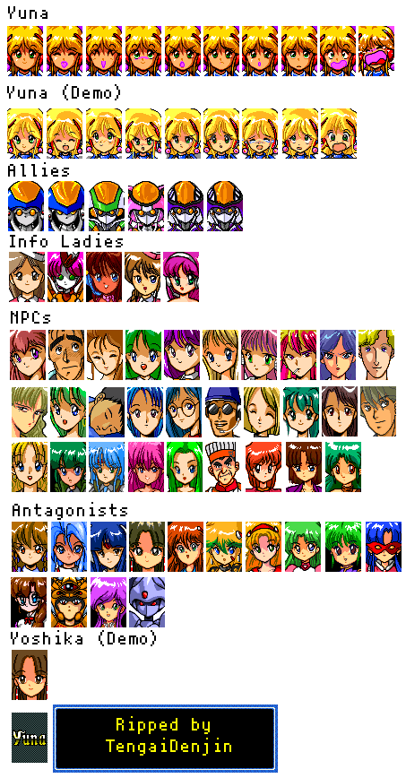 Galaxy Fraulein Yuna TurboGrafx-16 dialogue character portraits