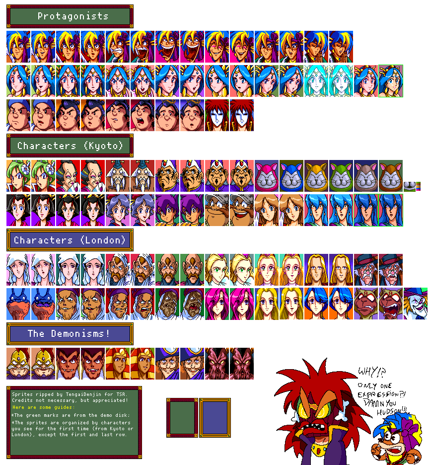 Tengai Makyou Fuun Kabukiden TurboGrafx-16 cast mugshot grid of character portraits
