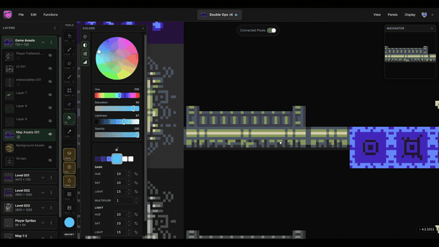 Fill tool painting a grid region with tiles in Manabit