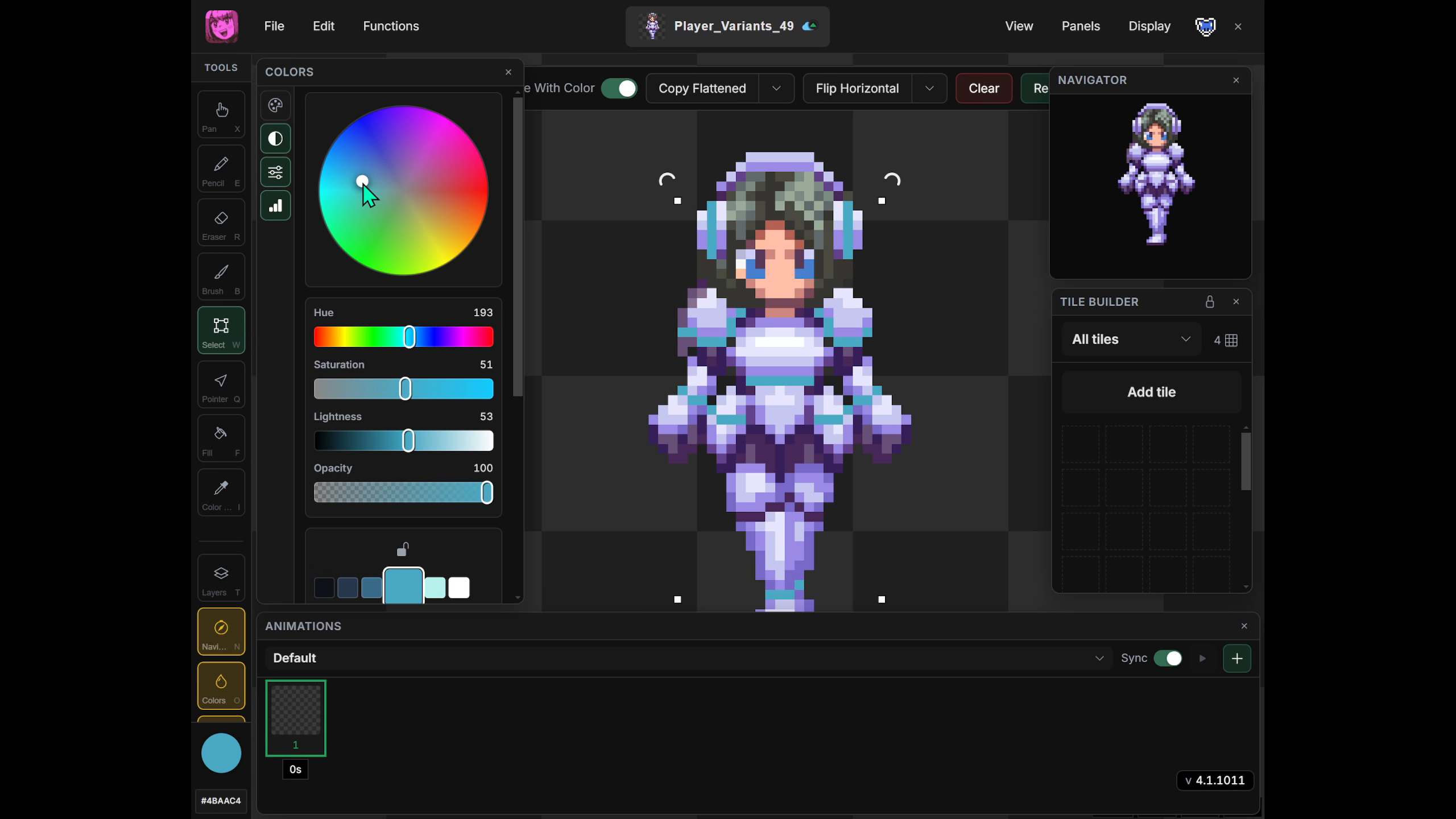 Manabit pixel art editor showing a game level with layers and tools panels