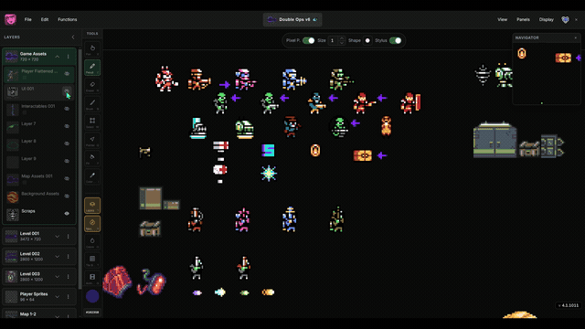 Organizing layers in the Manabit layers panel