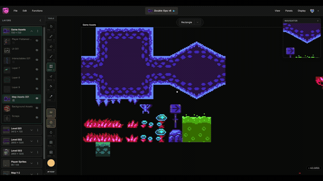 Select tool creating and transforming a pixel selection in Manabit